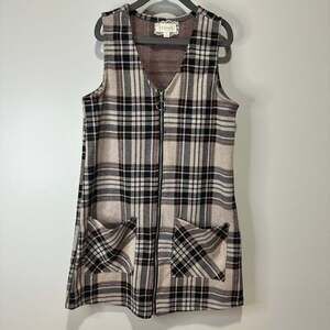 Btween Girls Plaid Sleeveless Jumper Dress in Brown, Black & White, Sz 8